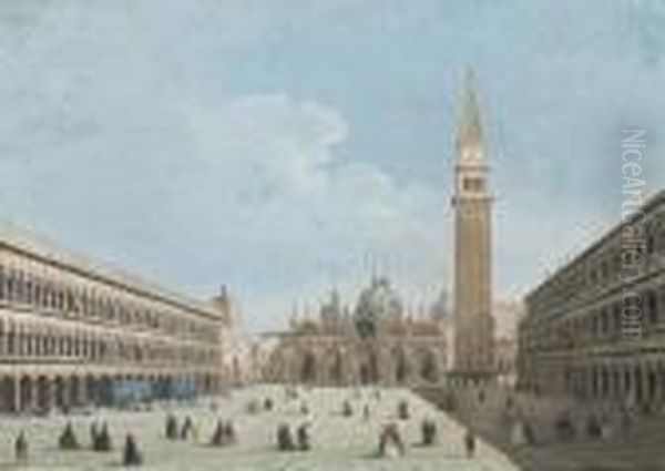 View Of The Piazza San Marco, Venice Oil Painting by Giuseppe Bernardino Bison