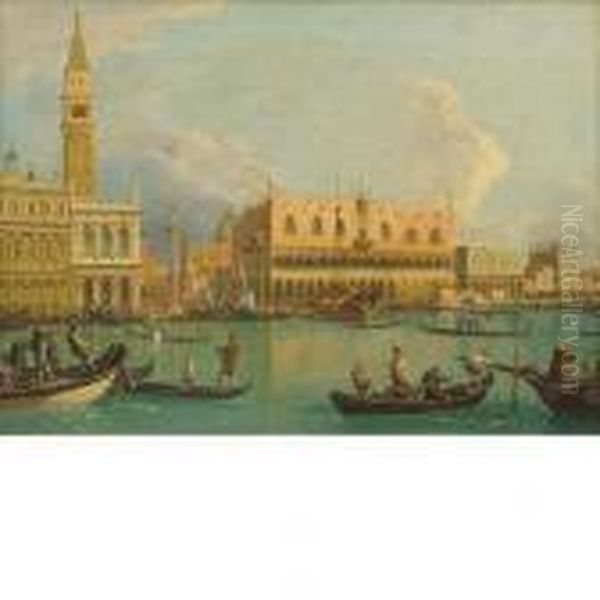 Il Molo Dal Bacino Di San Marco Oil Painting by Giuseppe Bernardino Bison