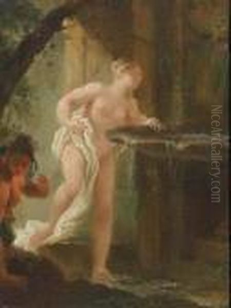 Ninfe Al Bagno Oil Painting by Giuseppe Bernardino Bison