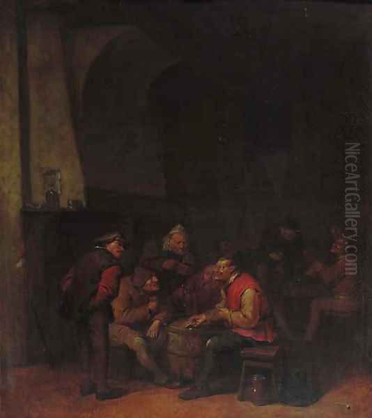 Boors at cards in an inn Oil Painting by Egbert van, the Younger Heemskerck