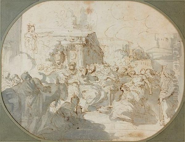 Scene D'histoire Ancienne Oil Painting by Giuseppe Bernardino Bison