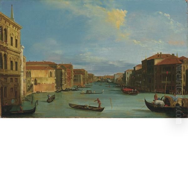 Veduta Del Canal Grande Da Palazzo Balbi Al Ponte Di Rialto Oil Painting by Giuseppe Bernardino Bison