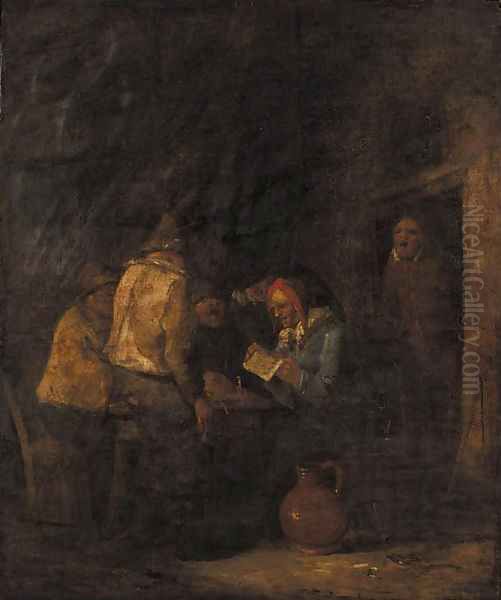 Boors singing in a barn Oil Painting by Egbert van, the Younger Heemskerck