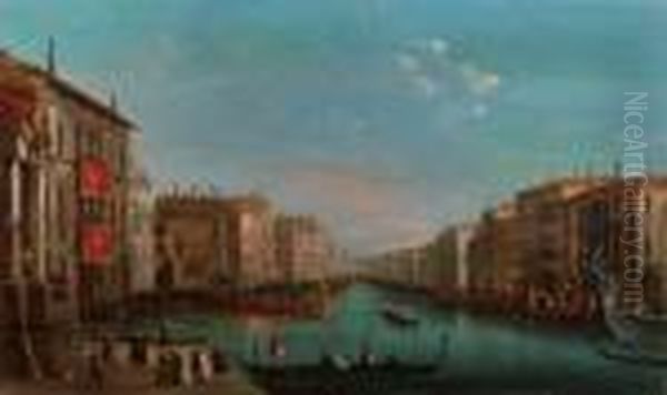 La Regata In Canal Grande Oil Painting by Giuseppe Bernardino Bison