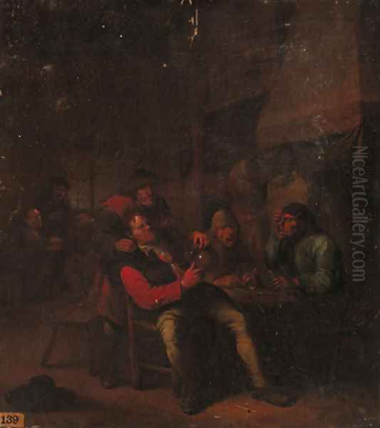 Peasants carousing in an inn Oil Painting by Egbert van, the Younger Heemskerck