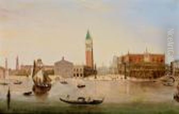 Veduta Della Piazzetta Di Venezia Con Il Palazzo Ducale E La Libreria Oil Painting by Giuseppe Bernardino Bison