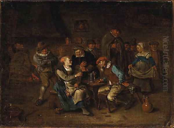 Peasants merry making in a Tavern Oil Painting by Egbert van, the Younger Heemskerck