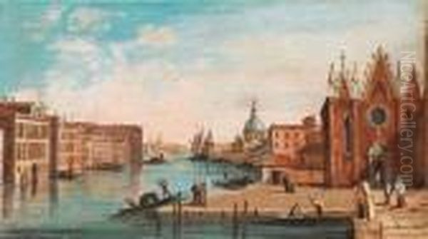 Veduta Del Canal Grande Dalla Carita Verso La Salute Oil Painting by Giuseppe Bernardino Bison