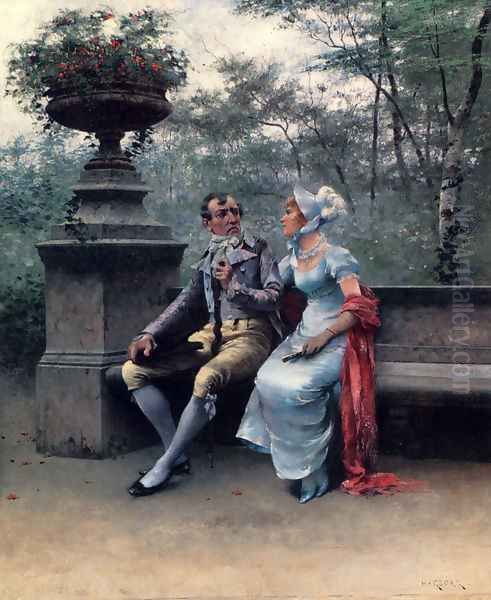 A Lovers' Quarrel Oil Painting by August Wilhelm Nikolaus Hagborg