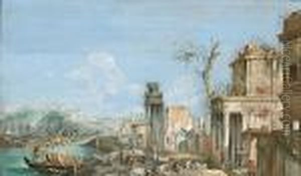 Capriccio Oil Painting by Giuseppe Bernardino Bison