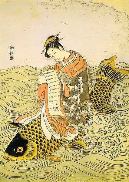 Mitate no Kinko Oil Painting by Suzuki Harunobu