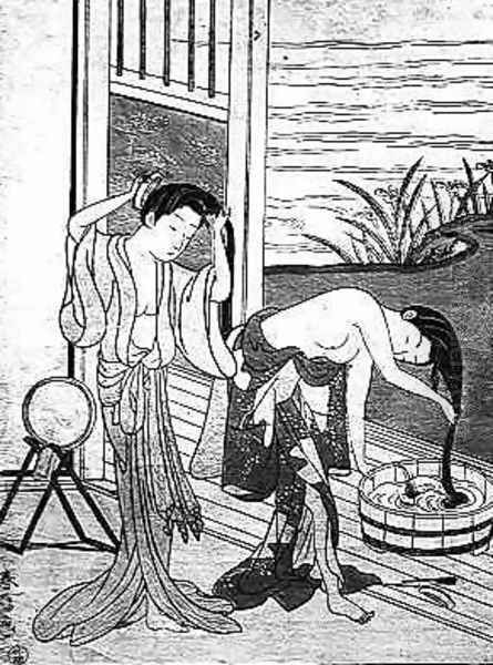 Young Women at their Toilet Oil Painting by Suzuki Harunobu