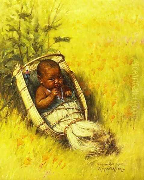 Indian Papoose Kawasi Oil Painting by Grace Carpenter Hudson