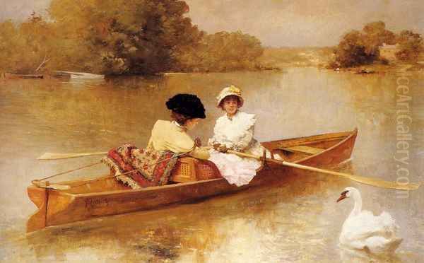 Boating on the Seine Oil Painting by Ferdinand Heilbuth