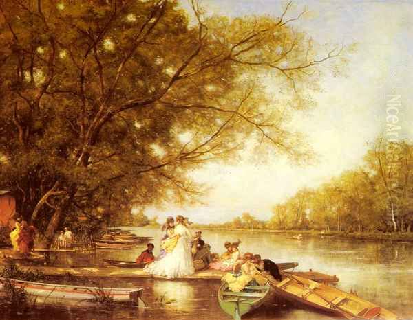 Boating Party on the Thames Oil Painting by Ferdinand Heilbuth