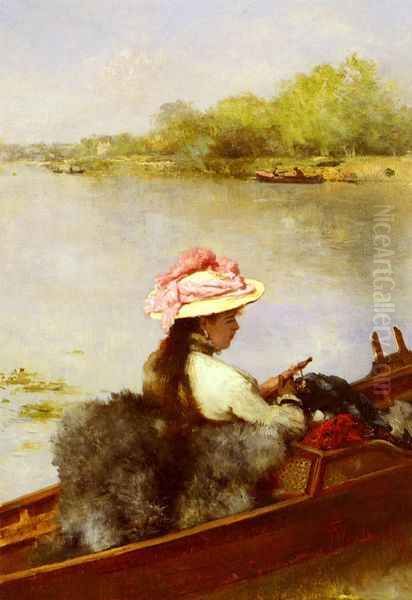 La Promenade Sur Le Lac (Boating on the Lake) Oil Painting by Ferdinand Heilbuth