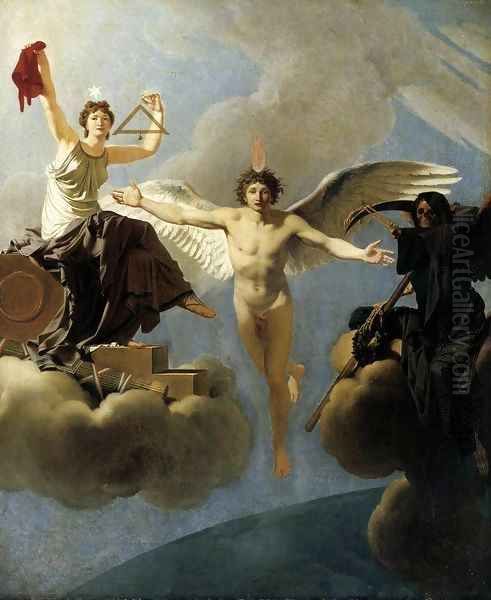 The Genius of France between Liberty and Death Oil Painting by Regnault Henri