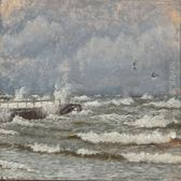 Breaker Oil Painting by Christian Vigilius Blache