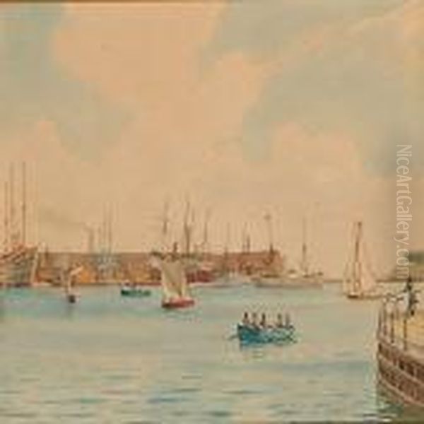 View Of Copenhagen Harbour Oil Painting by Christian Vigilius Blache