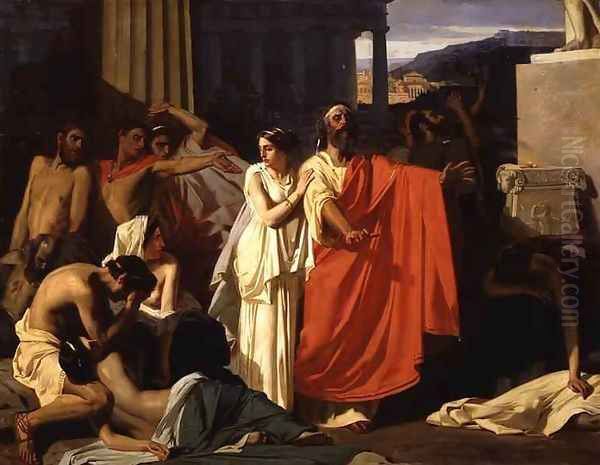 Oedipus and Antigone being exiled to Thebes Oil Painting by Eugene-Ernest Hillemacher