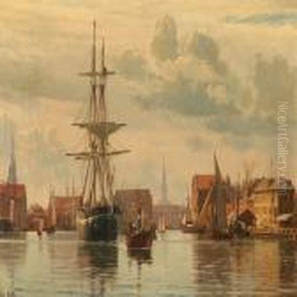 Summer Day At Copenhagen Harbour Oil Painting by Christian Vigilius Blache