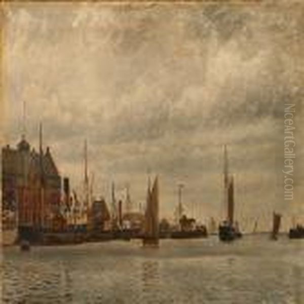 View From Toldboden Costom House, Copenhagen Oil Painting by Christian Vigilius Blache