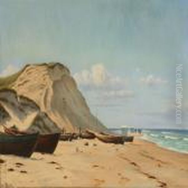 Summer Day At Lonstrup Beach Oil Painting by Christian Vigilius Blache