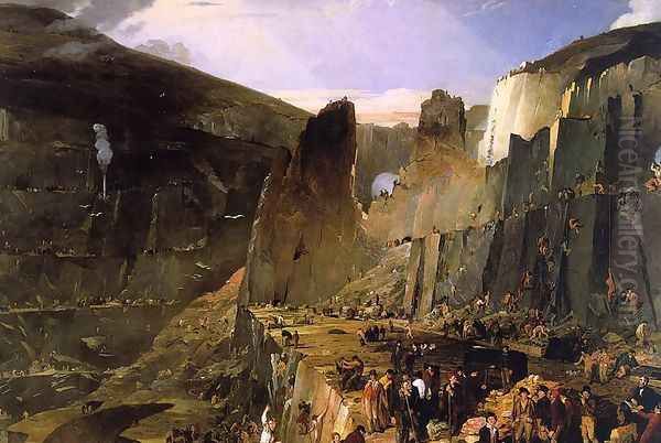 Penryhn Slate Quarry 1832 Oil Painting by Henry Hawkins