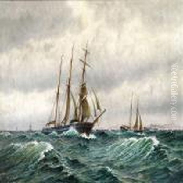 Indgangen Til Oresund Oil Painting by Christian Vigilius Blache