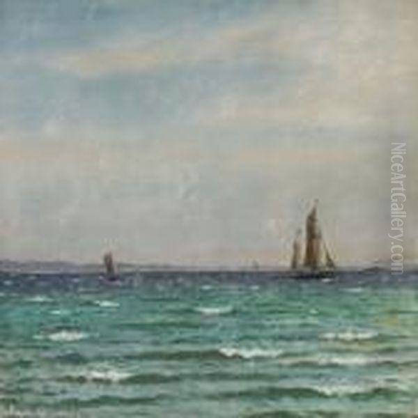 Seascape At The Coast Of Rungsted Oil Painting by Christian Vigilius Blache