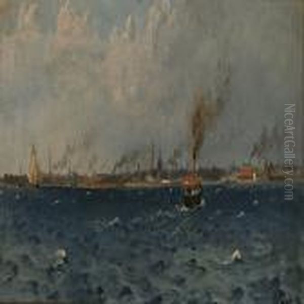 View Of The Coastof Copenhagen Oil Painting by Christian Vigilius Blache