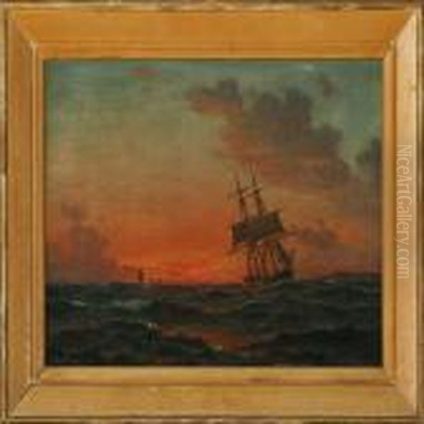 Sunset Near Kullen Oil Painting by Christian Vigilius Blache