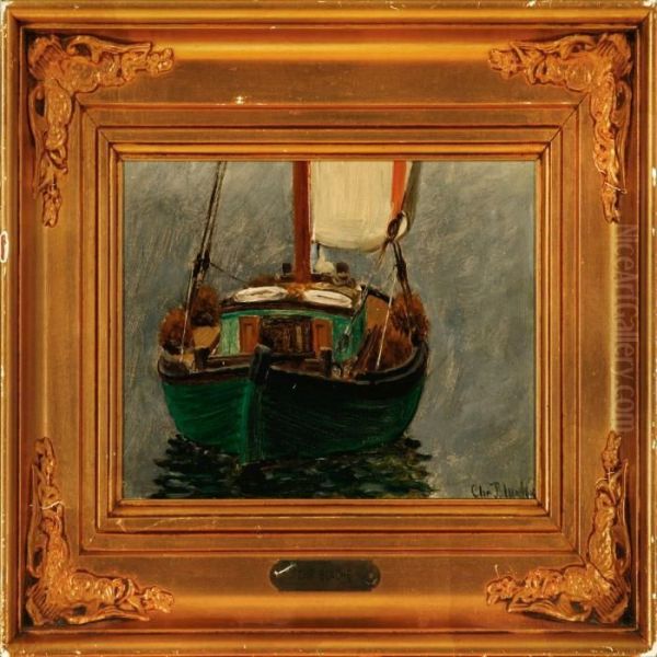 A Fishing Boat Oil Painting by Christian Vigilius Blache