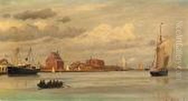 In The Harbour Of Copenhagen Oil Painting by Christian Vigilius Blache