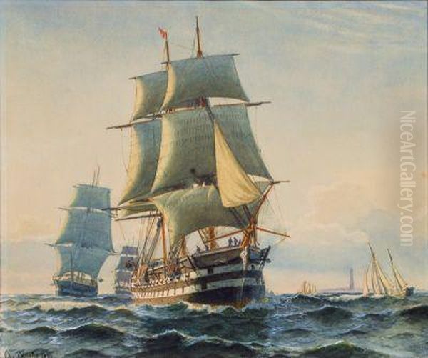 Danische Flotte Um 1820 Oil Painting by Christian Vigilius Blache