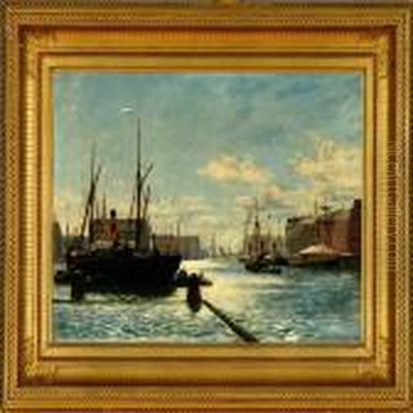 Harbour Scenery From Copenhagen Oil Painting by Christian Vigilius Blache