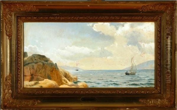 Oslo Inlet Outside Drobak Strobak Oil Painting by Christian Vigilius Blache