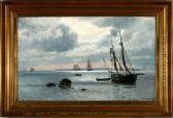 A Danish Coastal Scenery From Snekkersten Village Oil Painting by Christian Vigilius Blache