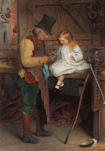 Bandaging the wounded finger Oil Painting by James Hayllar