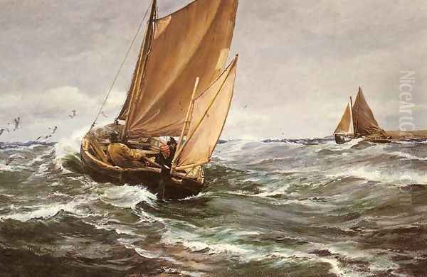 In Spite of Wind and Weather Oil Painting by Charles Napier Hemy