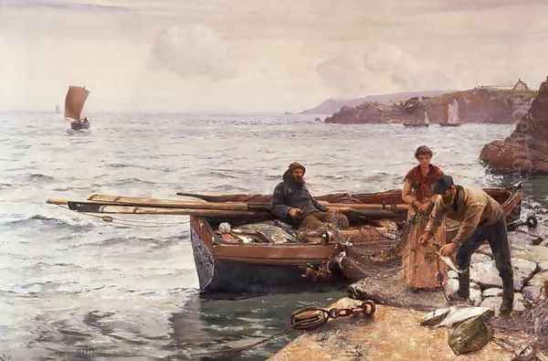 Crabbers Bait Oil Painting by Charles Napier Hemy