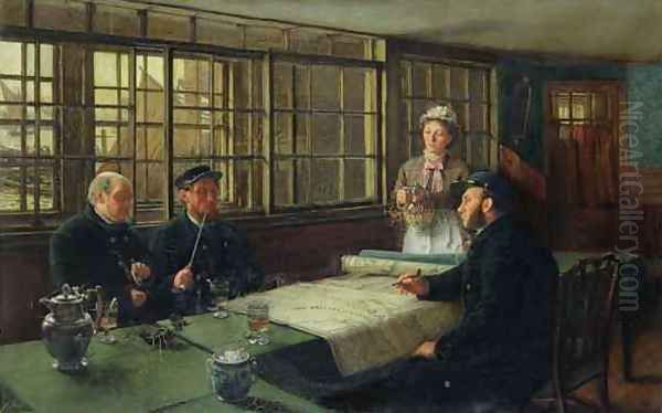 A Nautical Argument Oil Painting by Charles Napier Hemy