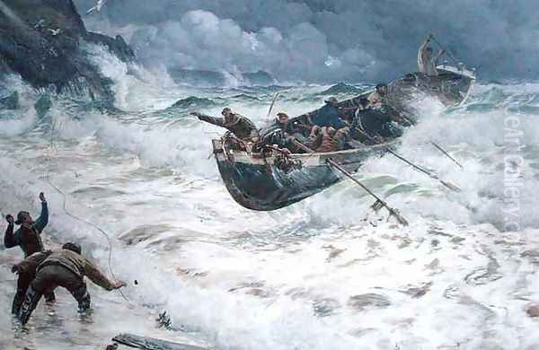 How the Boat Came Home Oil Painting by Charles Napier Hemy