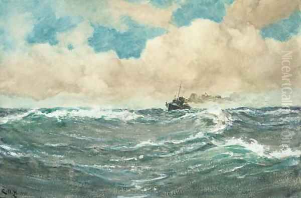 A destroyer on patrol Oil Painting by Charles Napier Hemy