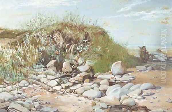 Near Monkseaton, Northumberland Oil Painting by Charles Napier Hemy