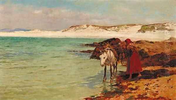 Gathering seaweed Oil Painting by Charles Napier Hemy