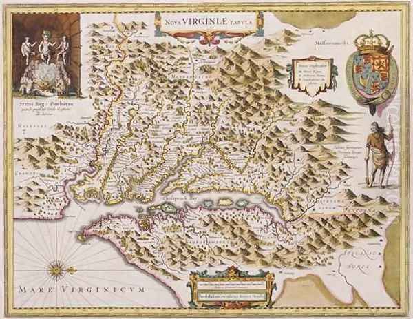 John Smiths Map of Virginia Oil Painting by Hendrik I Hondius