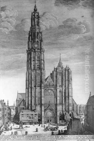 Antwerp Cathedral 1649 Oil Painting by Wenceslaus Hollar