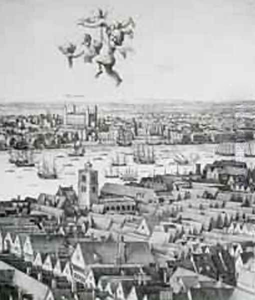 View of London Oil Painting by Wenceslaus Hollar