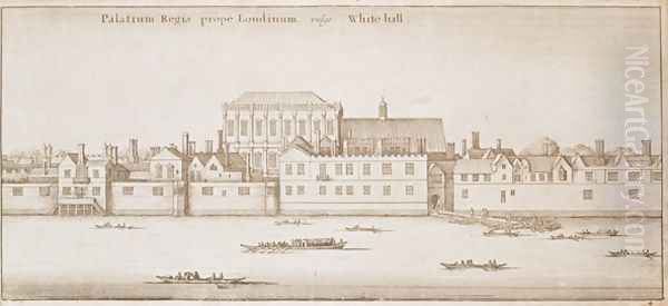 View of Whitehall Oil Painting by Wenceslaus Hollar